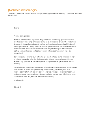 carta de referencia