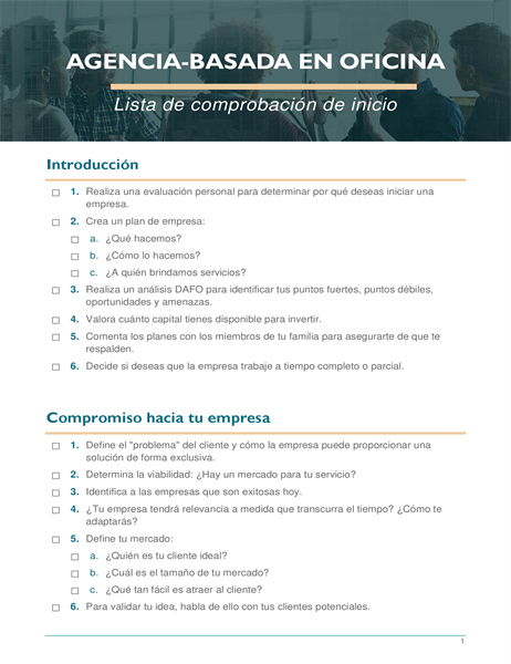 Lista de comprobación para comenzar un negocio pequeño Lista de comprobación para comenzar un negocio pequeño