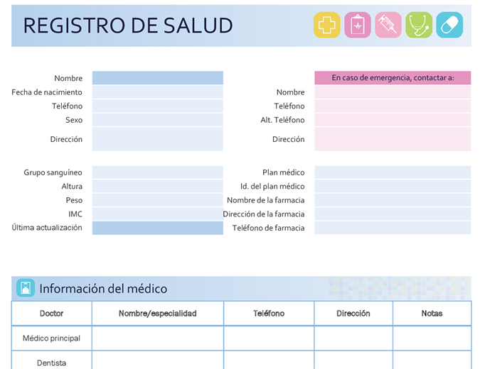 Registro de salud de mi familia Registro de salud de mi familia