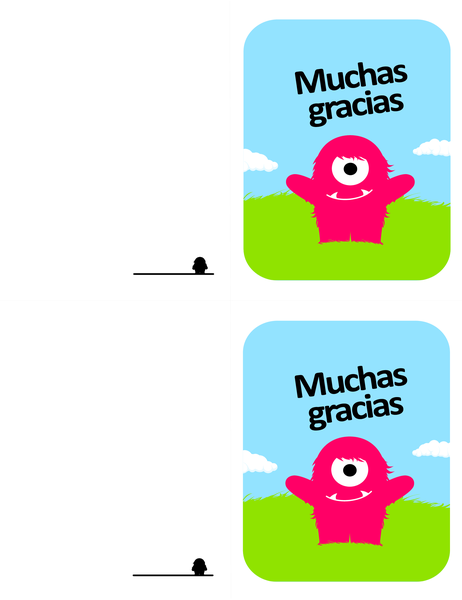 Tarjeta de agradecimiento con un monstruo Tarjeta de agradecimiento con un monstruo