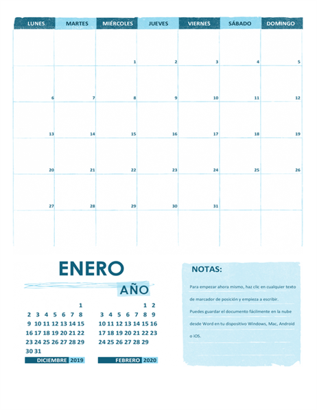Calendario académico (un mes, cualquier año, comienza en lunes) Calendario académico (un mes, cualquier año, comienza en lunes)