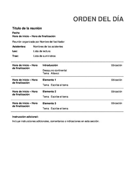 Orden del día Orden del día