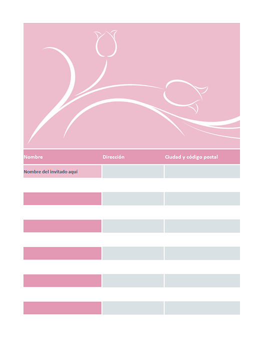 Lista de invitados de boda (con tulipanes) Lista de invitados de boda (con tulipanes)