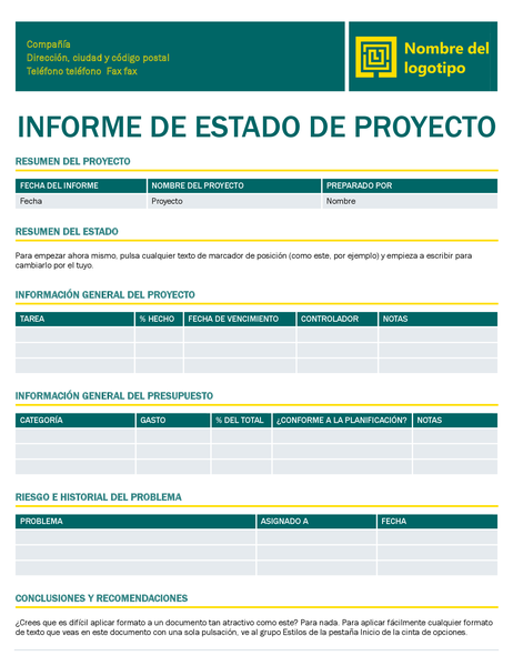 Informe de estado del proyecto (diseño Atemporal) Informe de estado del proyecto (diseño Atemporal)