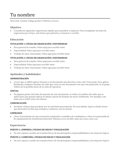 Currículum vítae funcional Currículum vítae funcional