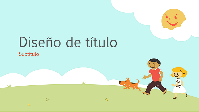 Diseño de la presentación para el ámbito educativo de niños jugando (ilustración de dibujos animados, pantalla panorámica)
