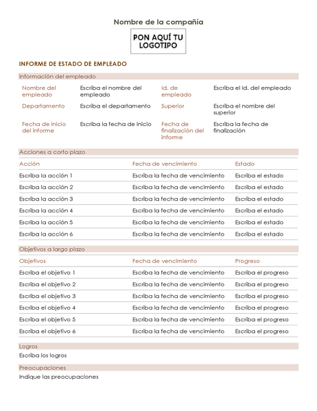 Informe de estado de empleado Informe de estado de empleado