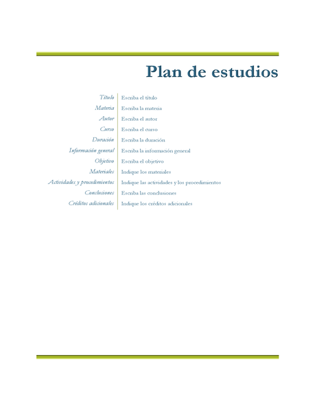 Plan de estudios del profesor Plan de estudios del profesor