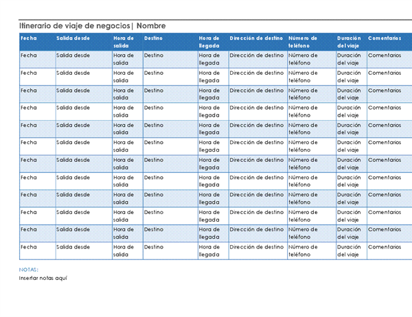 Itinerario De Viaje De Negocios