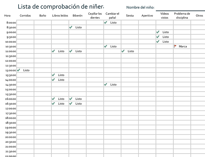 Registro de cuidado de los niños Registro de cuidado de los niños