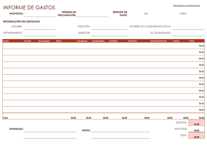 Informe de gastos