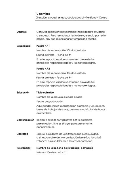 Currículum vítae cronológico (diseño minimalista) Currículum vítae cronológico (diseño minimalista)