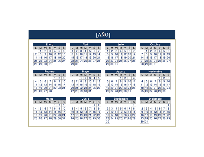 Calendario (cualquier año) Calendario (cualquier año)