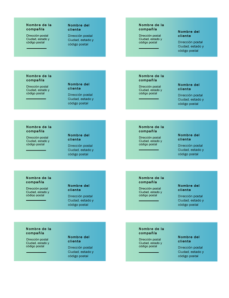 Etiquetas de envío (diseño verde degradado, 10 por página, para Avery 5163) Etiquetas de envío (diseño verde degradado, 10 por página, para Avery 5163)