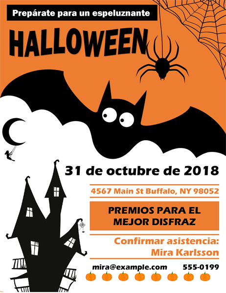 Folleto de fiesta de Halloween con murciélago espeluznante Folleto de fiesta de Halloween con murciélago espeluznante