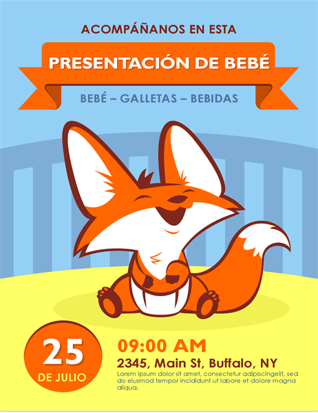 Folleto para fiesta de presentación de un recién nacido Folleto para fiesta de presentación de un recién nacido