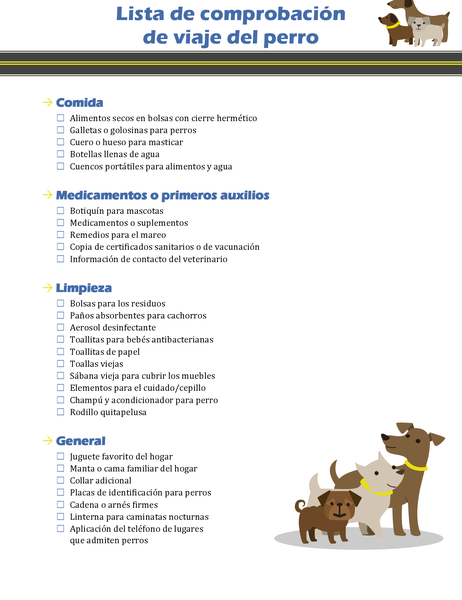 Dog travel checklist Dog travel checklist