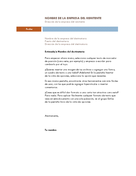 Carta de negocios (tema Mediana)