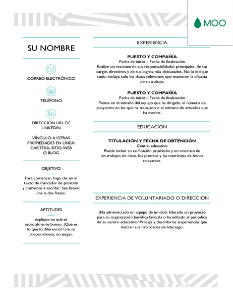 Currículum vítae creativo diseñado por MOO Currículum vítae creativo diseñado por MOO