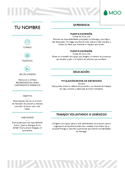 Currículum vítae creativo diseñado por MOO Currículum vítae creativo diseñado por MOO