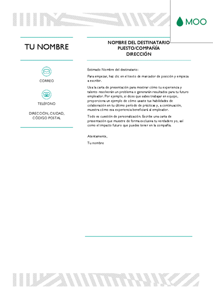 Carta de presentación creativa diseñada por MOO Carta de presentación creativa diseñada por MOO