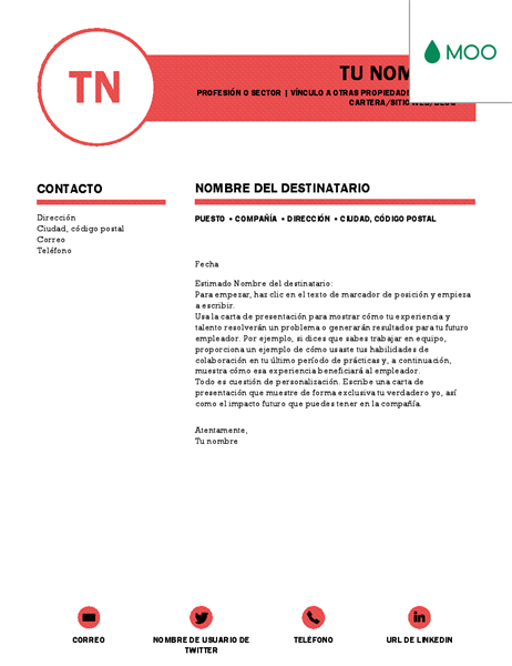 Carta de presentación impecable diseñada por MOO Carta de presentación impecable diseñada por MOO