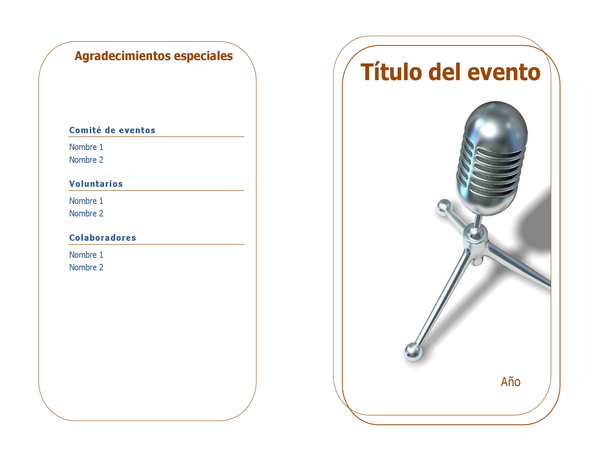 Programa de eventos (tarjeta plegada) Programa de eventos (tarjeta plegada)
