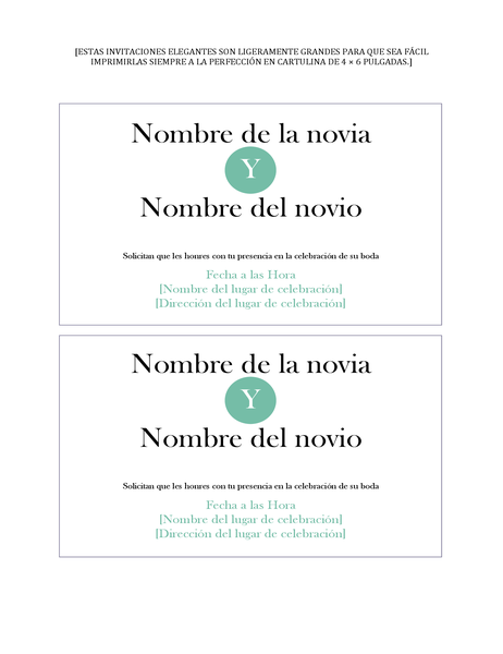 Invitaciones para bodas simples (2 por página) Invitaciones para bodas simples (2 por página)