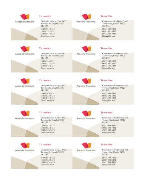 Tarjeta para empresa financiera (10 por página) Tarjeta para empresa financiera (10 por página)