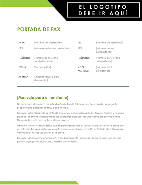 Portada de fax con logotipo en negrita Portada de fax con logotipo en negrita