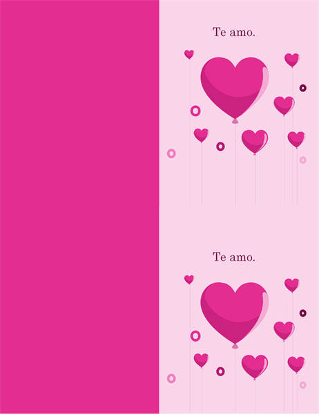 Tarjeta de San Valentín con globos con forma de corazón Tarjeta de San Valentín con globos con forma de corazón
