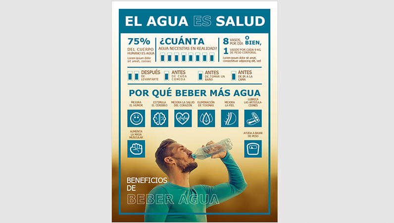 Póster infográfico sobre beber agua Póster infográfico sobre beber agua