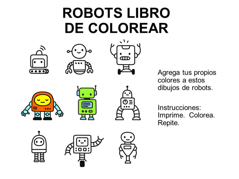 Libro para colorear con diseño de robots Libro para colorear con diseño de robots