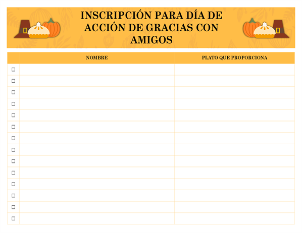 Inscripción al Día de Acción de Gracias con amigos Inscripción al Día de Acción de Gracias con amigos