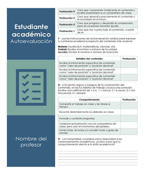 Autoevaluación académica del estudiante Autoevaluación académica del estudiante