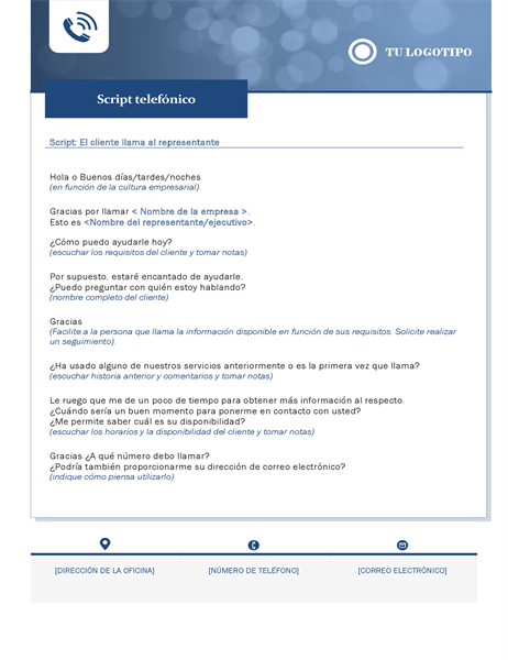 Guion telefónico para pequeña empresa Guion telefónico para pequeña empresa