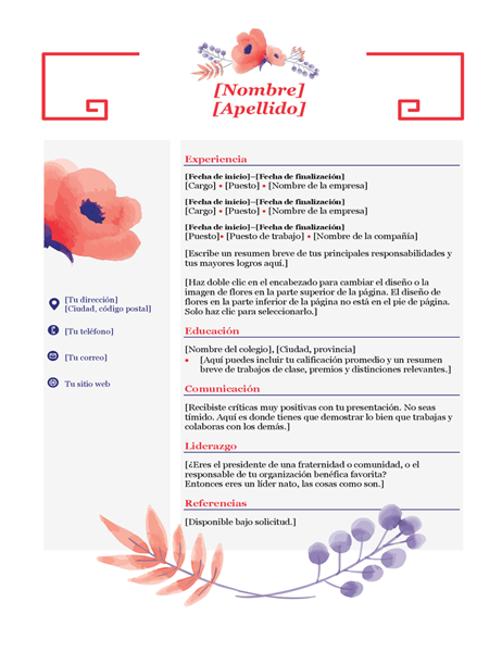 Currículum floral rosa Currículum floral rosa