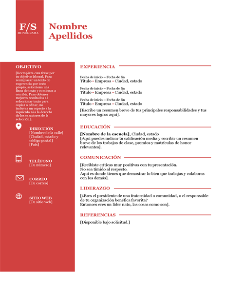 Currículum con logotipo en negrita Currículum con logotipo en negrita