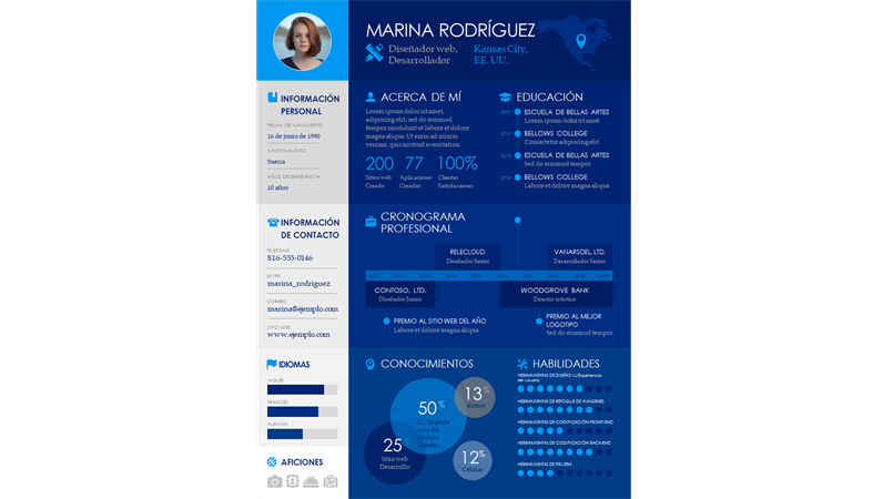 Currículum vítae con escala de tiempo e infografía Currículum vítae con escala de tiempo e infografía