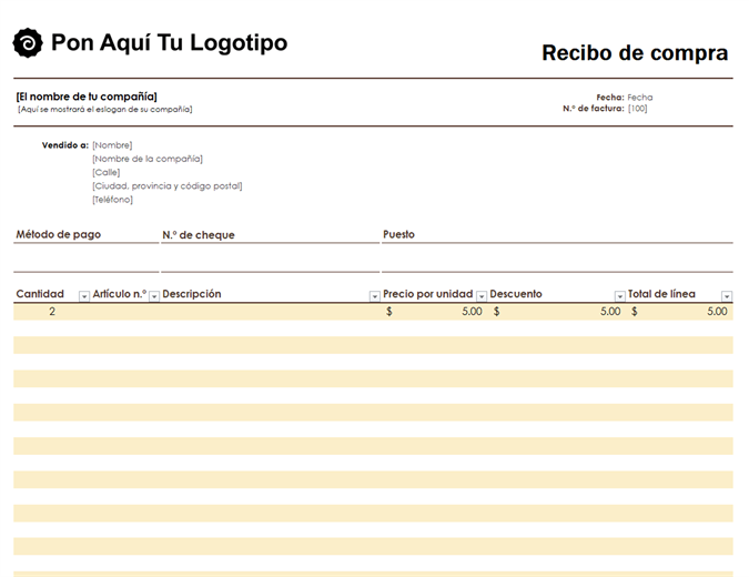 Recibo de ventas con logotipo Recibo de ventas con logotipo