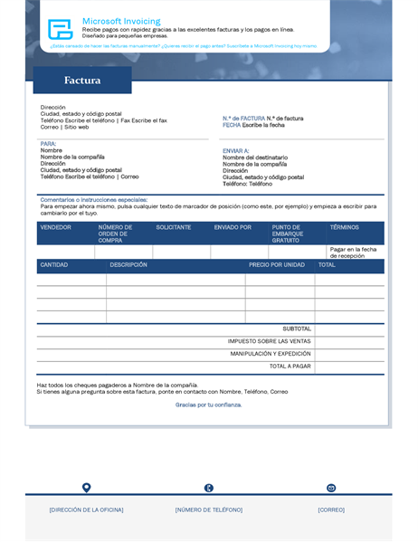 Factura con Microsoft Invoicing Factura con Microsoft Invoicing