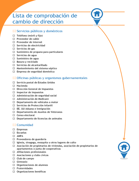 Lista de comprobación para un cambio de dirección Lista de comprobación para un cambio de dirección