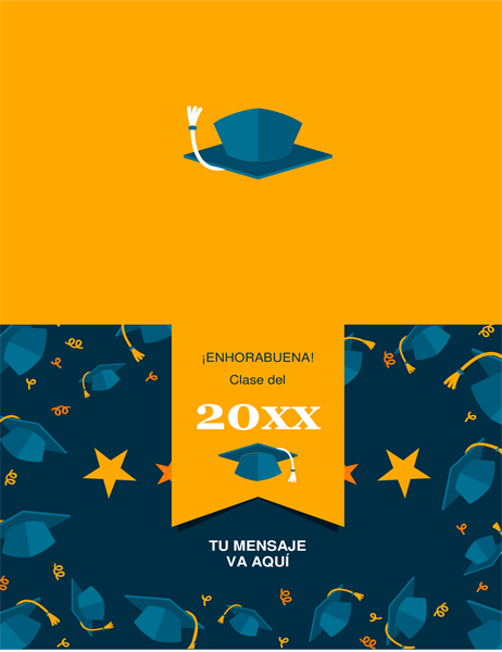 Tarjeta de graduación con birretes volando Tarjeta de graduación con birretes volando