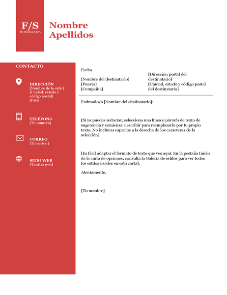 Carta de presentación con logotipo en negrita Carta de presentación con logotipo en negrita