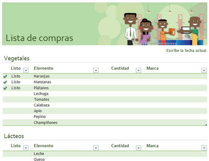 Lista de comprobación de compras con espacio para la marca Lista de comprobación de compras con espacio para la marca
