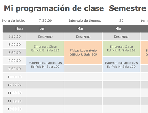 Programación de clase Programación de clase