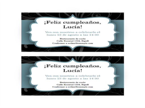 Invitaciones a fiesta (diseño con cinta azul, 2 por página) Invitaciones a fiesta (diseño con cinta azul, 2 por página)