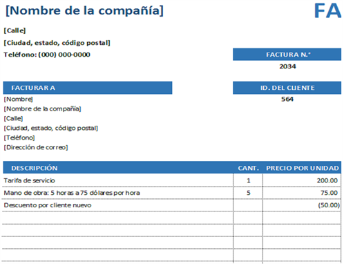 Factura de servicio simple Factura de servicio simple