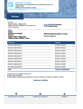 Factura de servicio con Microsoft Invoicing Factura de servicio con Microsoft Invoicing