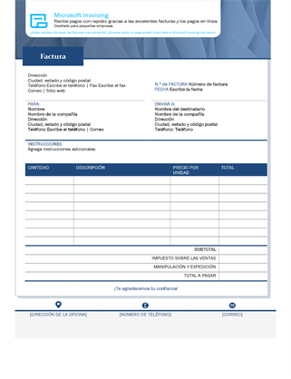Factura estándar con Microsoft Invoicing Factura estándar con Microsoft Invoicing